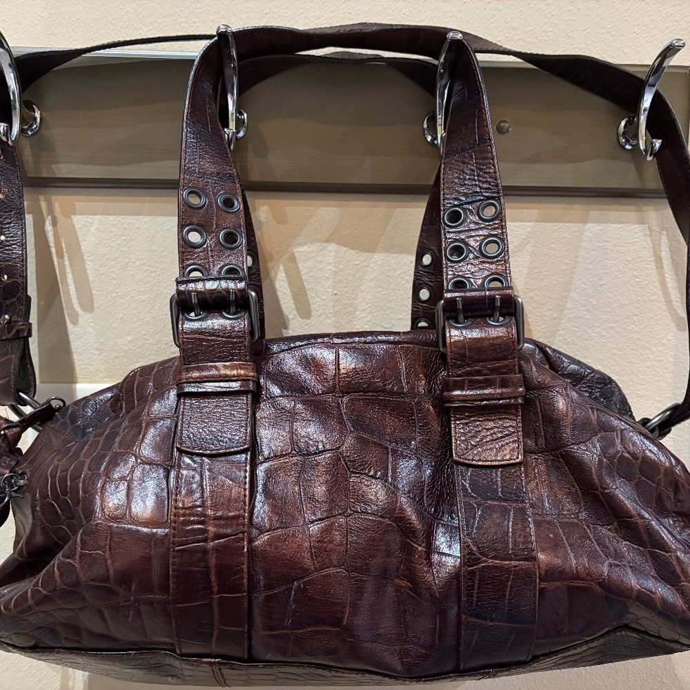 Francesco Biasia Croc Embossed Leather Bag